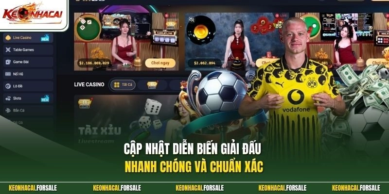 Cập nhật diễn biến giải đấu nhanh chóng và chuẩn xác