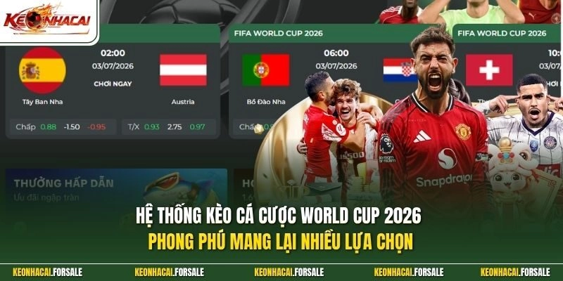 Hệ thống kèo cá cược World Cup 2026 phong phú mang lại nhiều lựa chọn